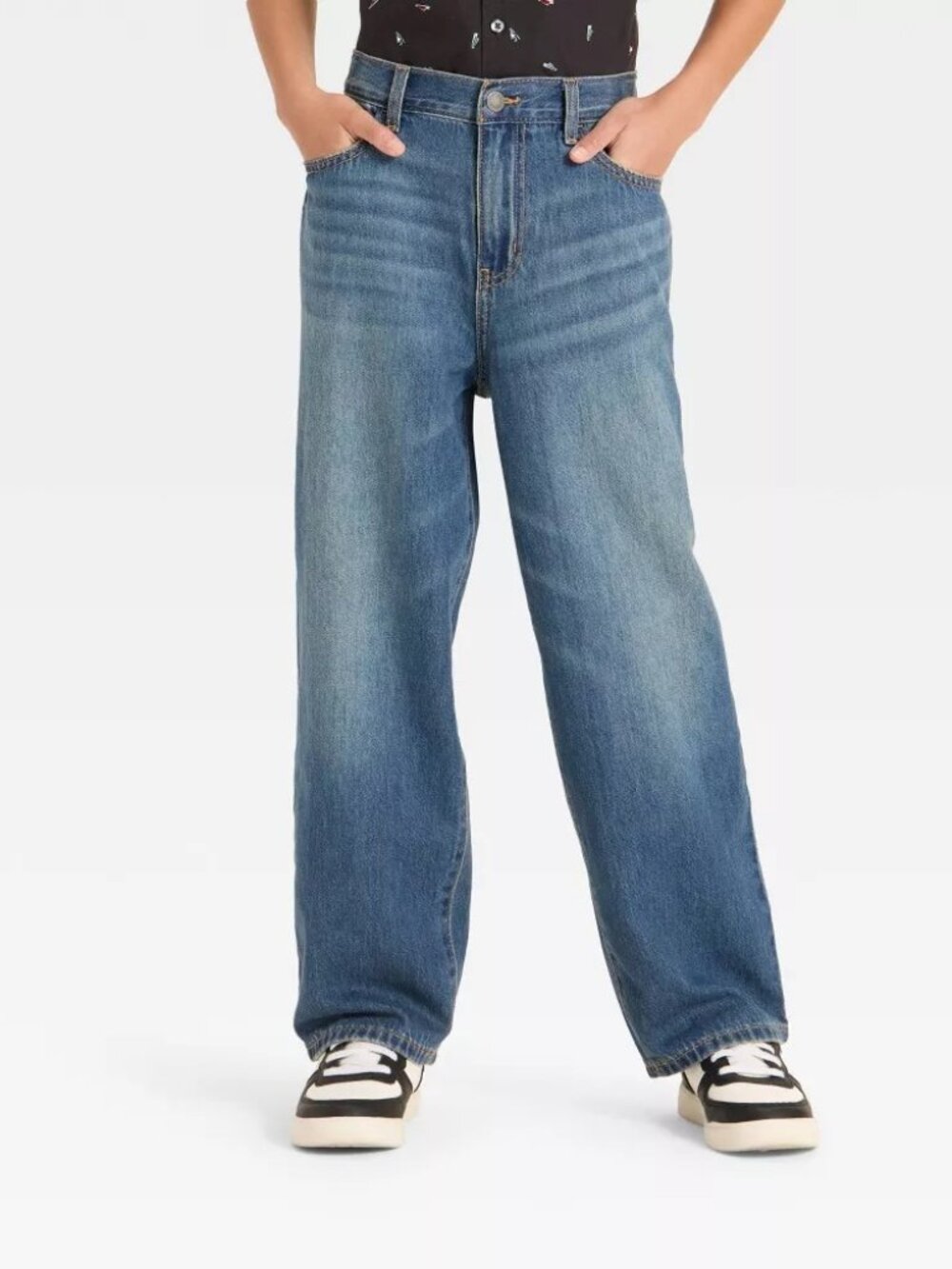NWT Art Class Boy's Mid-Rise Baggy Jeans Medim Wash-Size 10